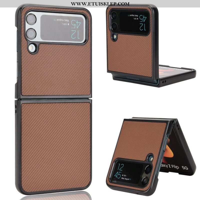 Futerały do Samsung Galaxy Z Flip 4 Etui Folio Tekstura Włókna Węglowego Z Efektem Skóry